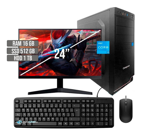 Pc Gamer Intel Core I5 12400 Ssd 512gb+hdd1tb Ram16gb Led 24