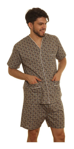Imagen 5 de 10 de Pijama Hombre Manga Corta Bermuda Algodón Verano Talle Super Especial