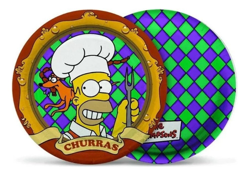 16 Pratos Papel Festa Simpsons Cromus/ Homer Simpson Churras