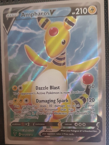 Ampharos V Carta Pokémon Original+10 Cartas Reverse Holos 