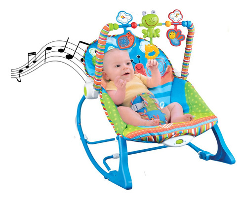 Cadeira De Descanso Musical Funtime Até 18kgs Azul Maxi Baby