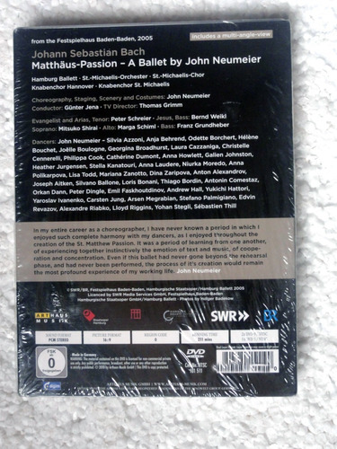 Dvd Bach Matthaus Passion Ballet By John Neumeier / Lacrado