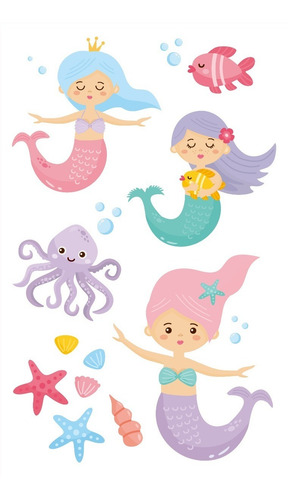 Imagen 9 de 10 de Tatuajes Temporales Tattoo Sirena X10 Planchas Souvenir