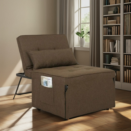 Sillón Otomano 3 En 1 Color Chocolate Nuevo Envío Gratis