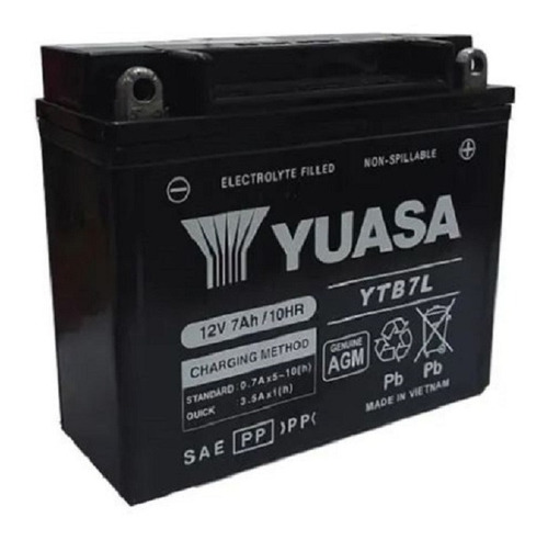 Bateria Moto Yuasa Gel Ytb7l = Yb7bl-a = 12n7a-3a 12v 7a Vzh