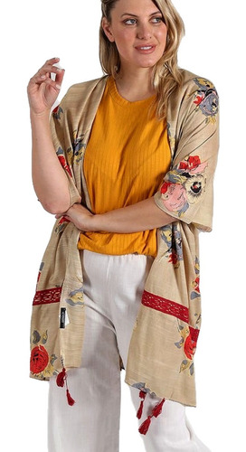 Chaleco Kimono Largo Grande Mujer Estampado Spiga31 K6815