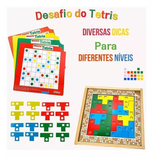 Jogo Educativo Madeira Quebra Cabeça Infantil Desafio Tetris