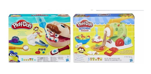 Kit Play Doh Dentista + Fábrica De Macarrão Hasbro