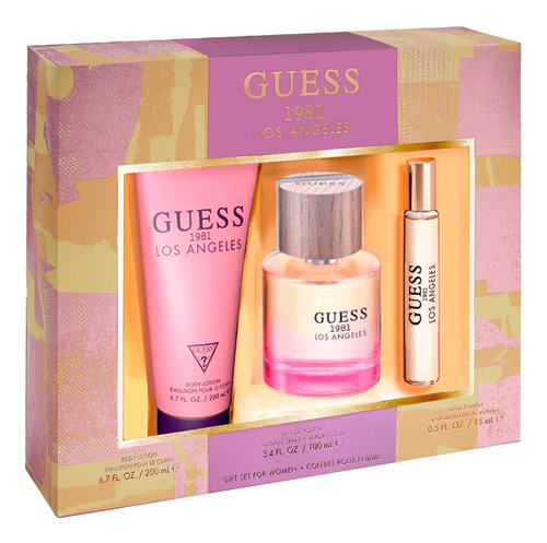 Estuche Guess 1981 Los Angeles Dama 3 Piezas 