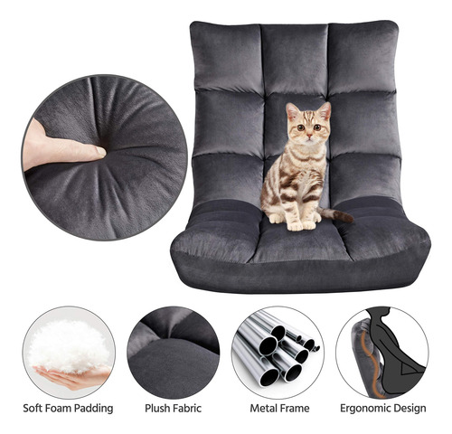 Yaheetech Silla Plegable De Suelo Con Respaldo Ajustable Aco
