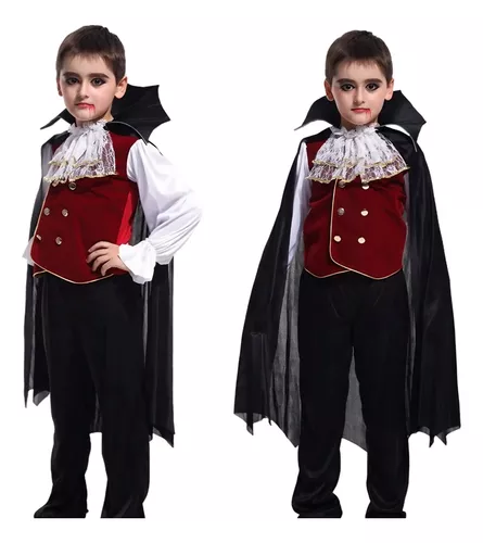 Fantasia Infantil Menino Vampiro Halloween Luxo com 5 peças