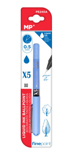 Boligrafo Tinta Liquida Punta Aguja Azul 0.5mm Mexicopaper