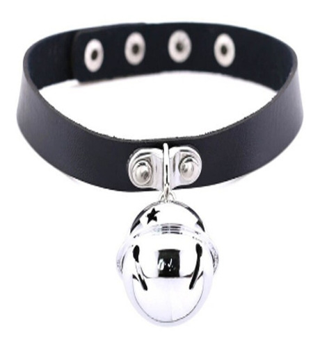 Choker Cascabel Colgante Ajustable Color Negro Kawaii Punk