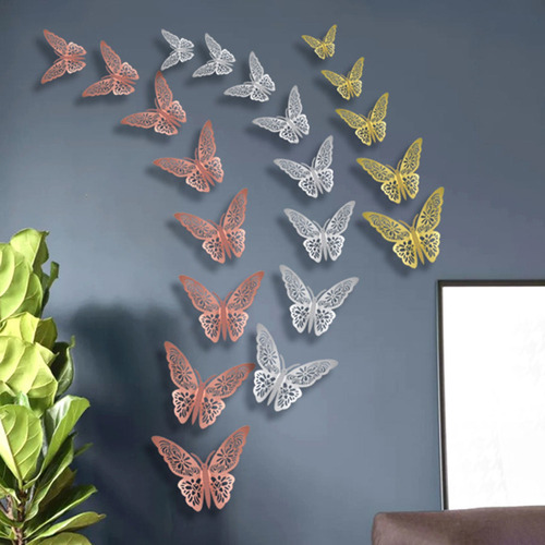 Imagen 8 de 10 de 36pcs / Set Mariposas 3d Pegatinas De Pared Diseño Hueco