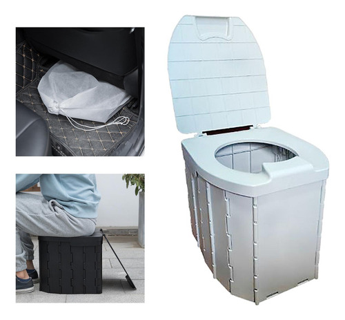 New Inodoro Plegable For Acampar, Inodoro Portátil Con Bolsa