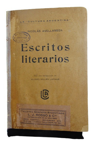 Adp Escritos Literarios Nicolas Avellaneda / Ed. Rosso
