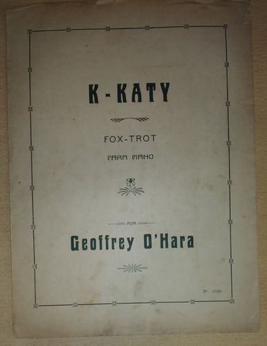 Partitura K Katy Fox Trot Para Piano Geoffrey O' Hara 