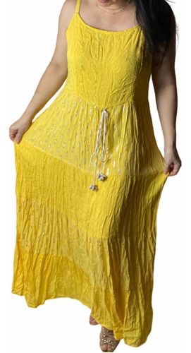 Vestido Longo Em Chiffon Amarelo Ouro Lutex Dourado Prateado