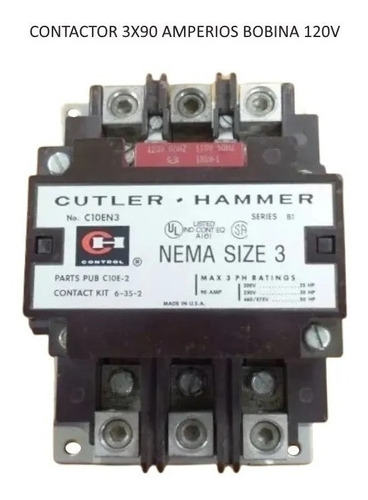 Contactor 3x90 Amperios Cutler Hammer Bobina 120v