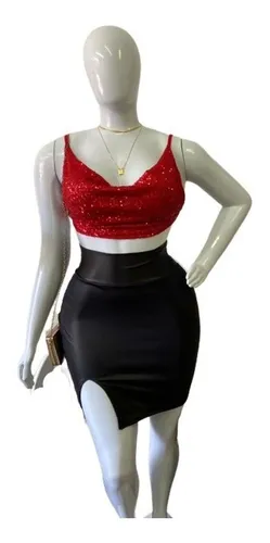 Saia justa cintura alta 2025 com cropped