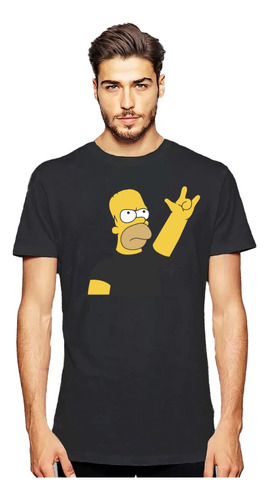 Polera Estampada Homero Rock Simpsons Algodon Hombre Niños