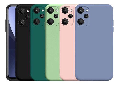 Funda 5 Colores Líquida Silicona Tpu Para Realme C35 Negro+verde+verde Claro+rosa+gris Realme C35 / Realme Narzo 50a Prime