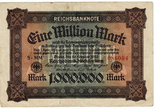 Billete De Alemania 1.000.000 Marcos 1923/4 No Hay Oferta