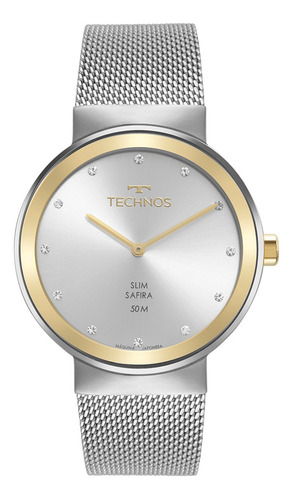 Relógio Technos Prata Feminino Slim 1l22wo/1k