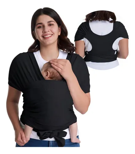Momcozy Rebozo Para Bebe Fular Ergonomico Portabebes, Eslingas Portabebés Fáciles De Llevar, Color Negro