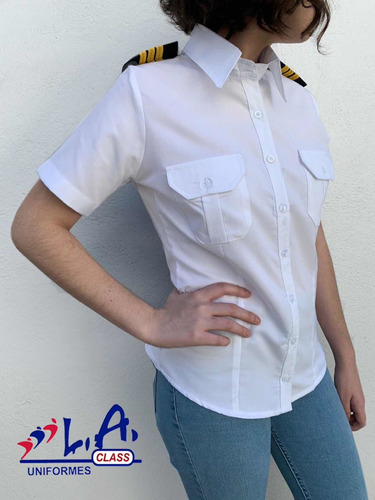 Camisa Para Piloto Aviador O Sobre Cargo, Manga Corta, Dama.