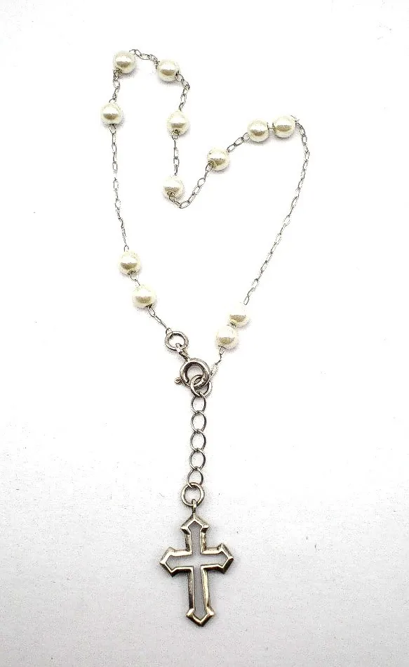 Pulsera Denario Decenario De 925 Con Perlas Naturales