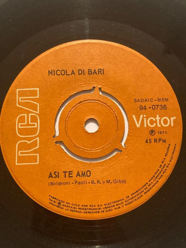 Vinilo Single De Nicola Di Bari Así Te Amo (w27.