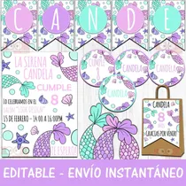 Comprar Kit Imprimible Candybar Cola De Sirena 2 Editable Powerpoint