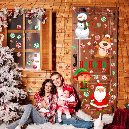 68 Piezas De 4 Hojas De Calcomanías De Navidad Puerta,...