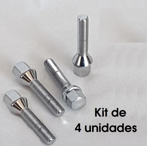 Kit De 4 Tornillos Para Rueda, Cromado Largo, 12x1,50