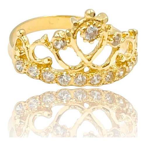 Anillo Corona Princesa Oro Solido 10k 100% 11 Mm Tiana