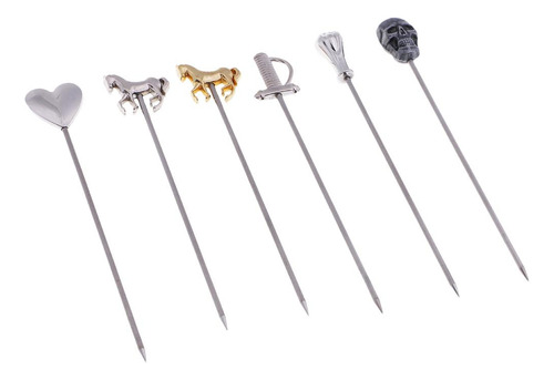 6 Unids De Material Acero Inoxidable Palillos Para Cóctel