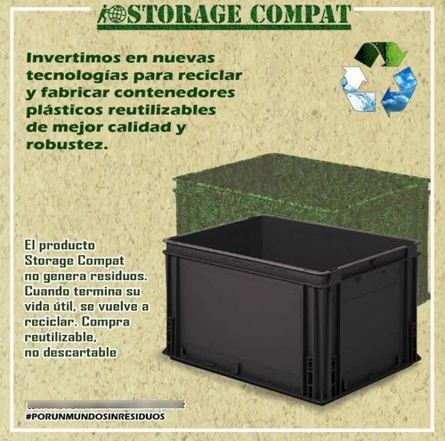 Caja Athena 60x40x32 Cm Negras Sin Tapa Apilables 60 Lts