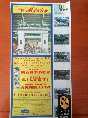 Cartel Taurino Plaza México Armillita Martinez Silveti 1989