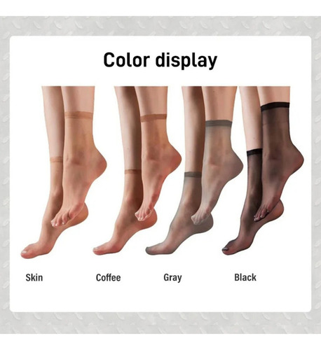 10 Pares De Calcetines Invisibles De Seda Transparente Para