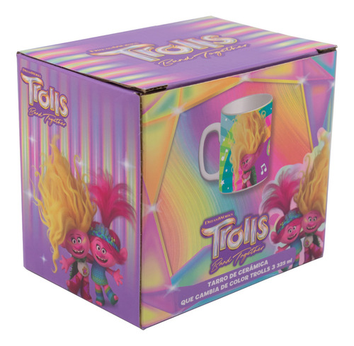 Taza De Cerámica Trolls 3 Que Cambia De Color 340 Ml Color Negro