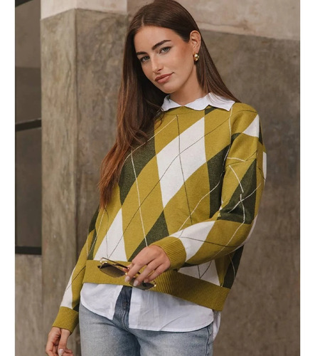 Sweater De Bremer Doble Tejido - Rombos