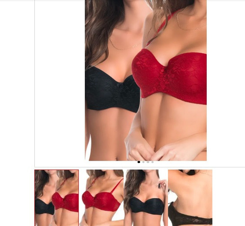 Pack 2 Sostén Copa C  Soft Strapless Negro-rojo-intime2023