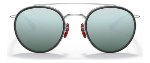 Lentes De Sol Rb3647 Ferrari Round Double Bridge F03130 Espejado Plateado Plateado Plateado