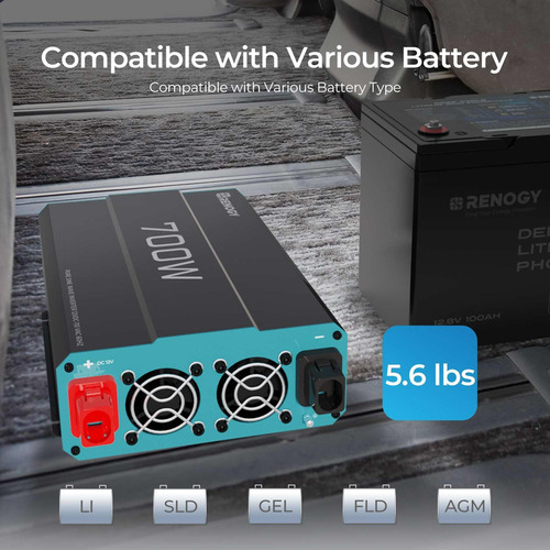Renogy Inversor De Onda Sinusoidal Pura De 700 W, Convertido
