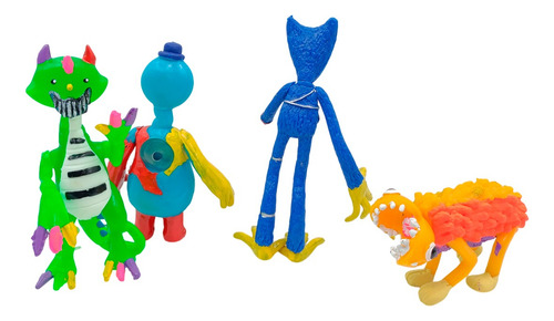 Poppy Set Figuras Pianosaurio, Doey, Yarnaby 4pzs Articulada