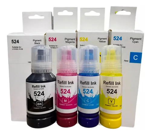 Pack 4 Botellas De Tinta 524 Para Epson L15150, L15160 L6490