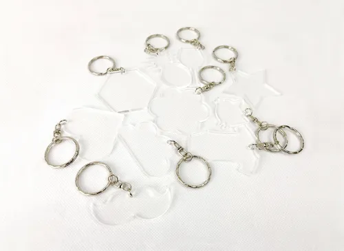 comprar 30 Llaveros Acrílico Transparente 3mm Formas Diversas 7 Cm