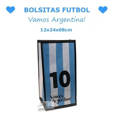 25 Bolsas Mundial Futbol Argentina Bolsitas Papel Cumple 