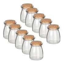 Comprar Kit 10 Potes Vidro Com Tampa Rolha Cortiça 110ml Tempero 